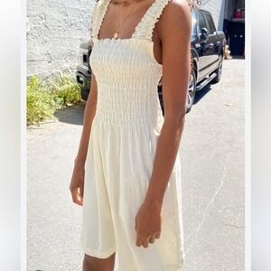 Lisa Says Gah Tammy cream linen mini dress